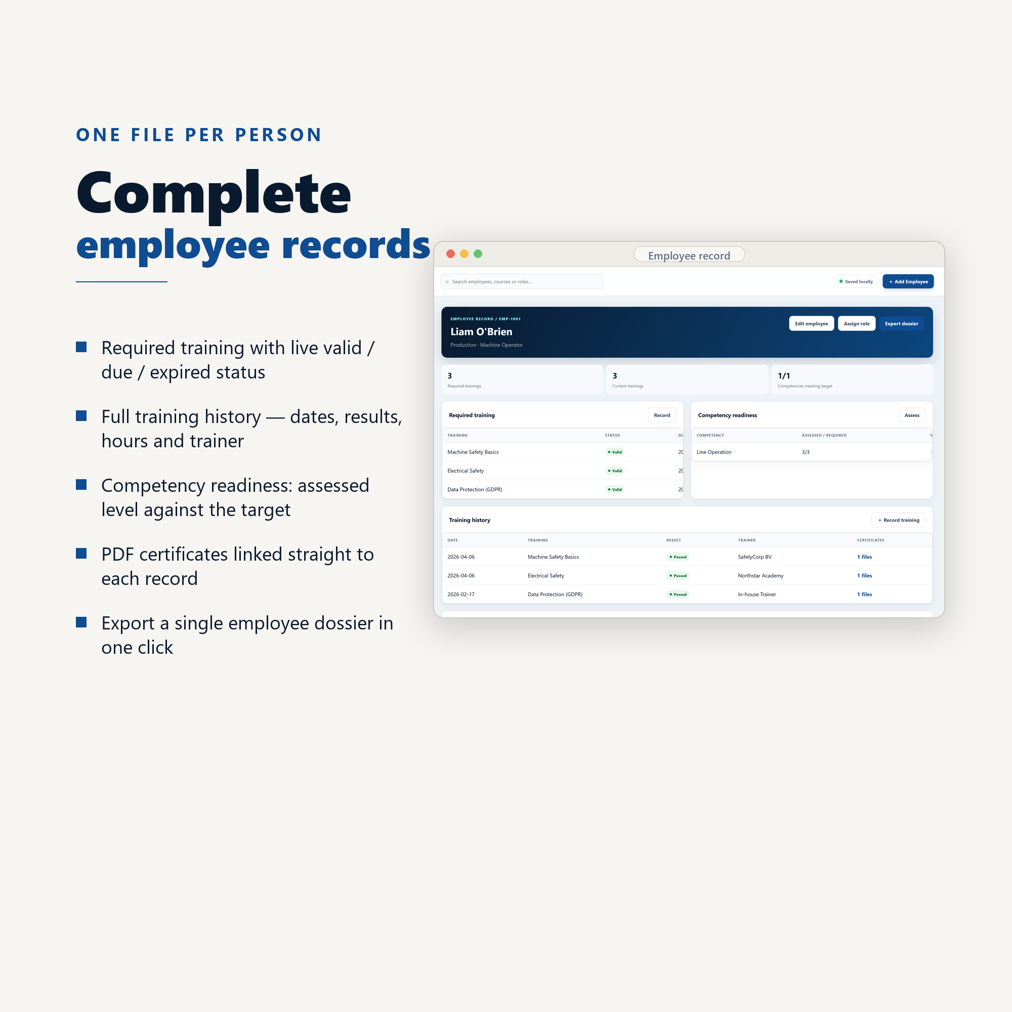 Employee training records